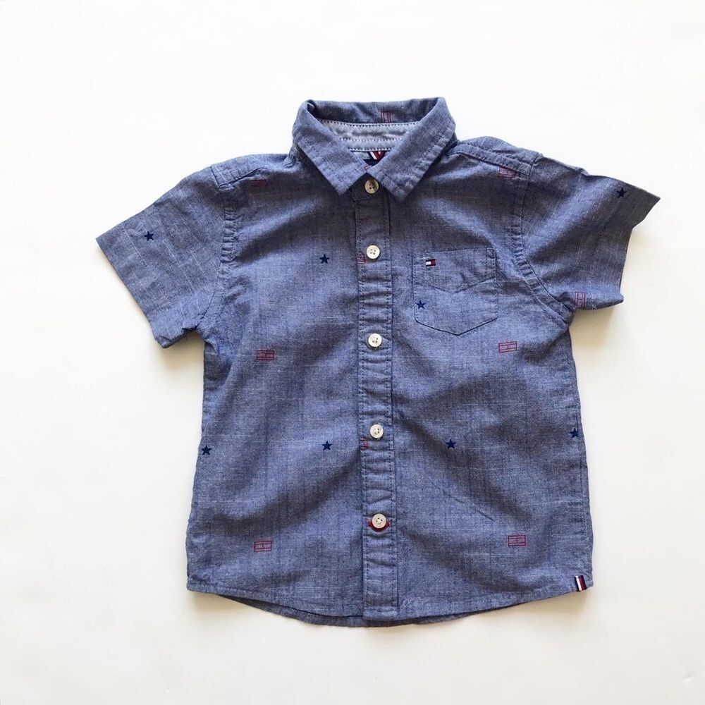 Tommy Hilfiger chambray star button down EUC 18m